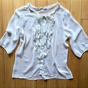 Old Navy Ivory Chiffon Sheer Blouse